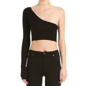Are You Am I Ling One Sleeve Top Black M